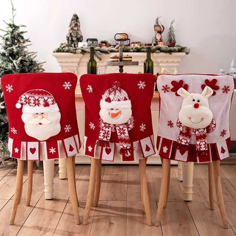 Christmas Decoration Christmas Chair Cover Fabric Three-Dimensional Doll Chair Back Cover