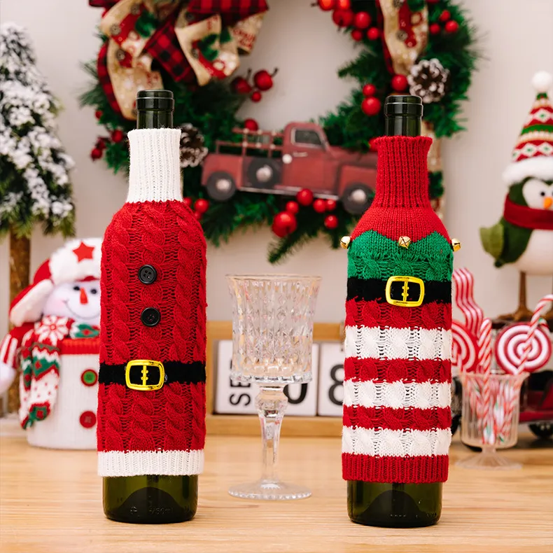 Christmas Knitted Wine Bottle Decoration