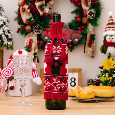 Christmas Knitted Sweater Wine Bottle Decoration