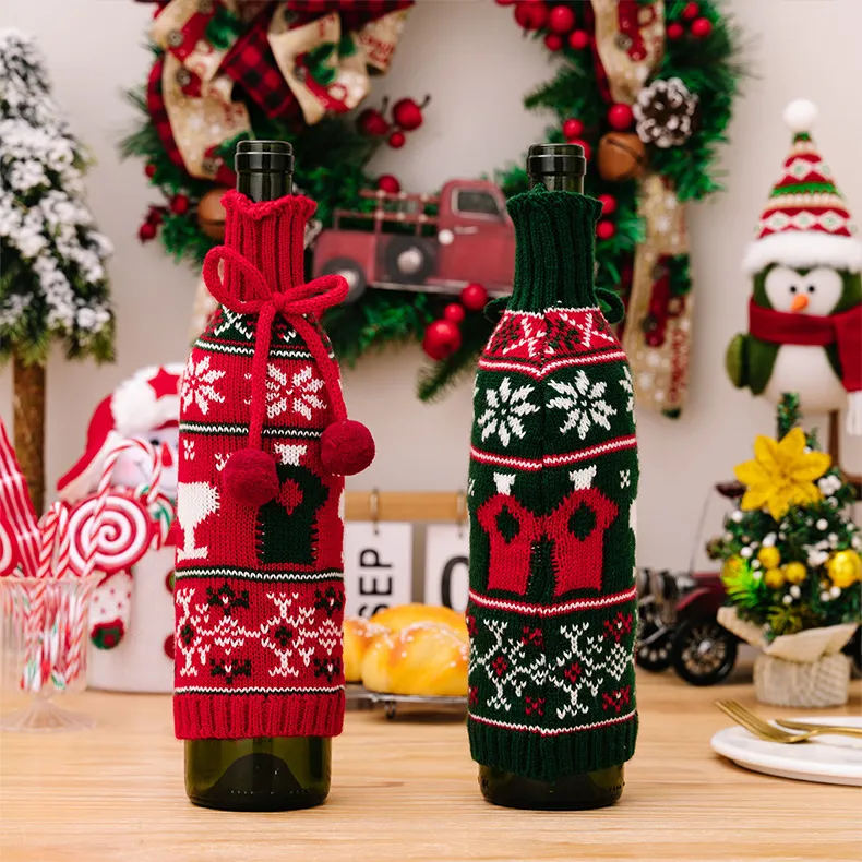 Christmas Knitted Sweater Wine Bottle Decoration