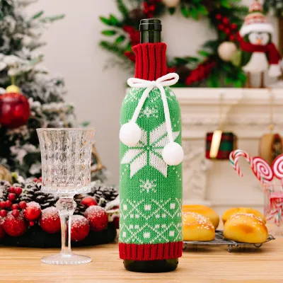 Christmas Knitted Wine Bottle Decoration