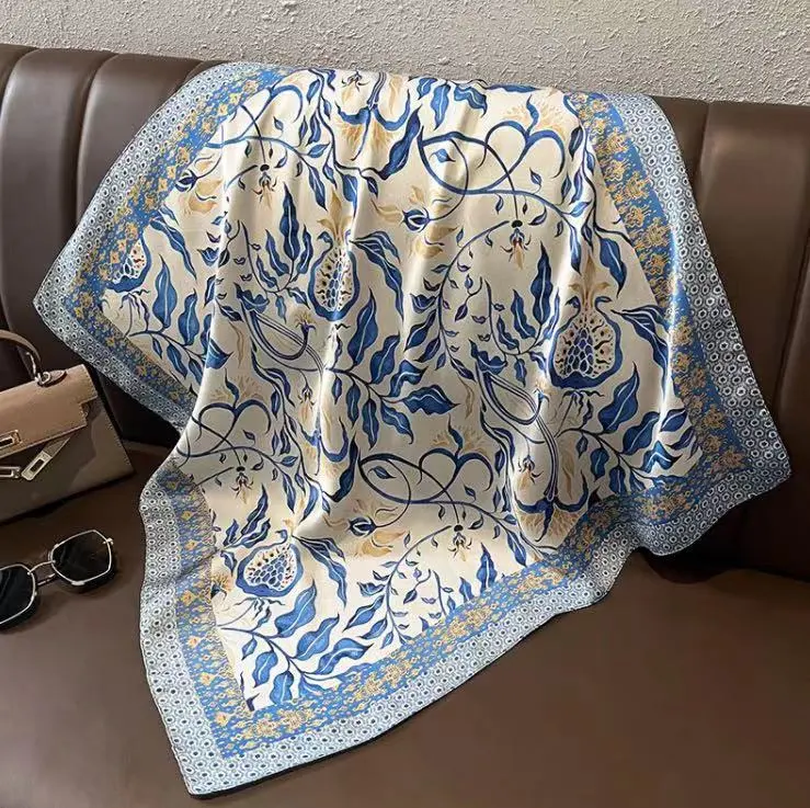 Fashion Print Square Silk Scarf