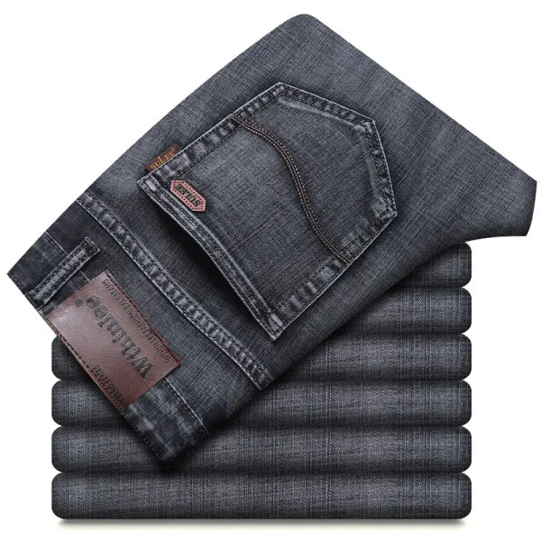 Men'S Fashion Casual Business Loose Straight High Waist Jeans