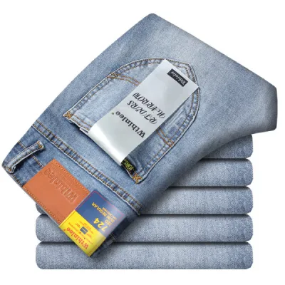 Men'S Fashion Casual Business Loose Straight High Waist Jeans