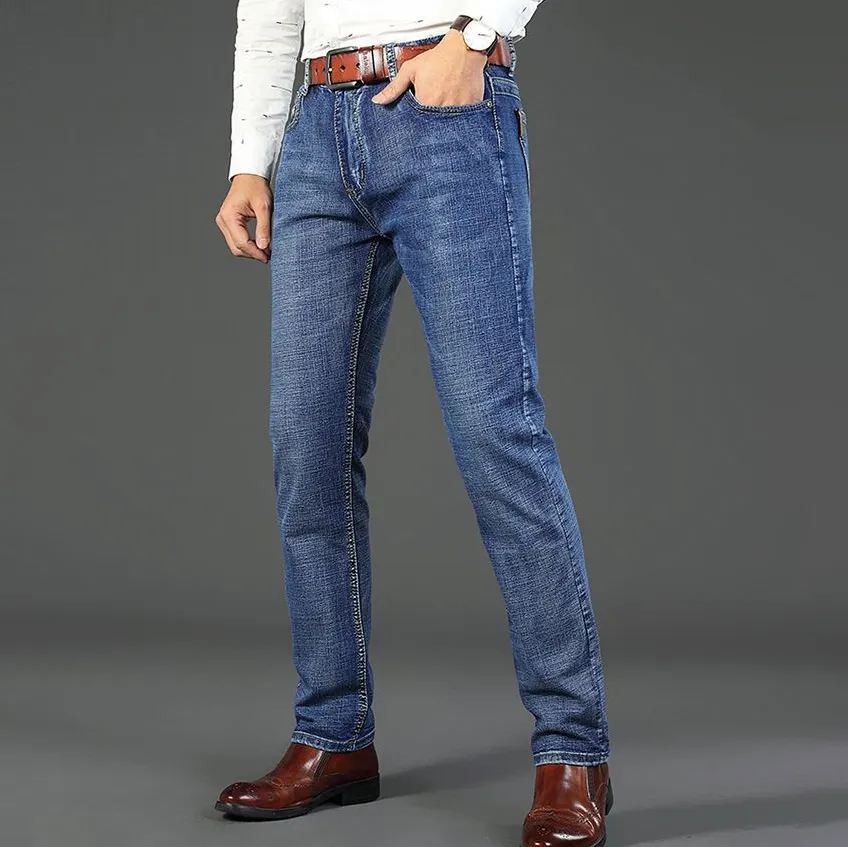 Men'S Fashion Casual Business Loose Straight High Waist Jeans