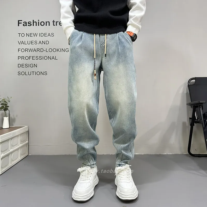 Men Fashion Casual Washed Loose Straight Jeans