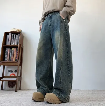 Men Fashion Casual Autumn And Winter Straight Jeans
