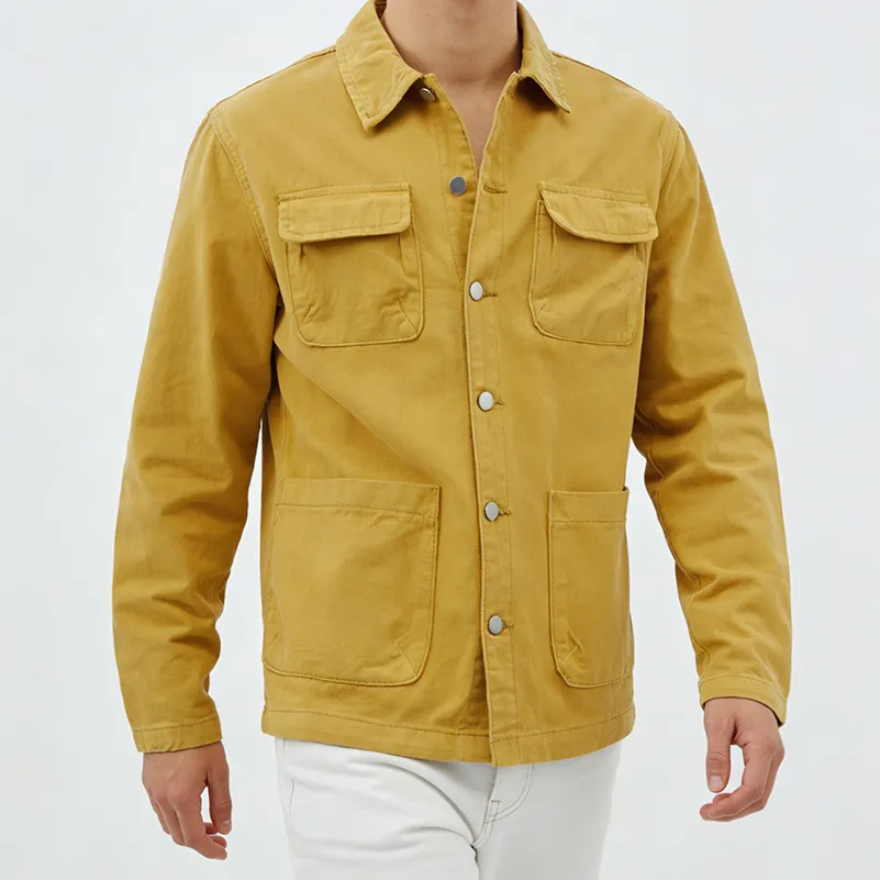 Men'S Fashion Casual Autumn Cotton Lapel Long-Sleeve Loose Denim Shirt