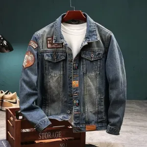 Men Fashion Casual Retro Autumn And Winter Thickened Denim Jacket