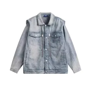 Men Fashion Casual Autumn And Winter Lapel Long-Sleeve Loose Denim Jacket