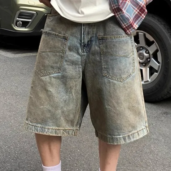 Men Fashion Casual Retro Loose Denim Shorts