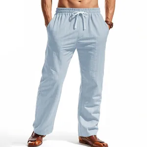 Men Fashion Casual Stripe Cotton And Linen Loose Breathable Pants
