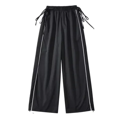 Women Fashion Casual Strap Quick-Drying Loose Wide-Leg Pants