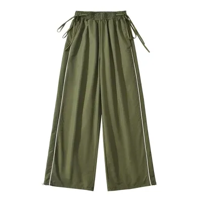 Women Fashion Casual Strap Quick-Drying Loose Wide-Leg Pants