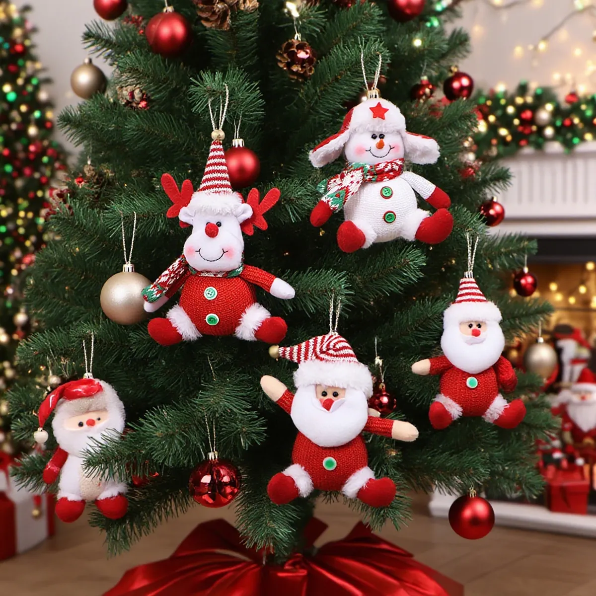 Christmas Cartoon Old Man Doll Snowman Doll Christmas Tree Pendant Hanging Ornament
