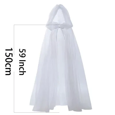 Halloween Hooded Tulle Witch Grim Cloak Vampire Cape For Cosplay