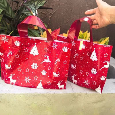 Creative Christmas Printing Shopping Gift Plastic Packaging Bag 50pcs/pack