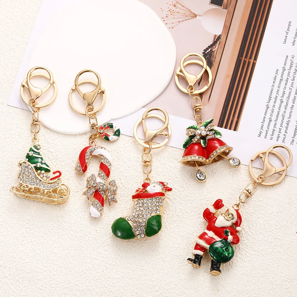 Creative Christmas Cartoon Rhinestone Keychain