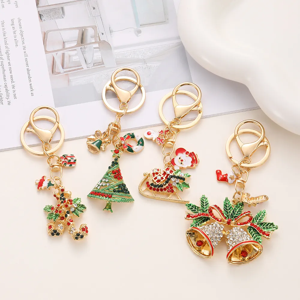 Christmas Element Series Alloy Rhinestone Keychain