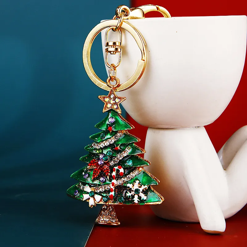 Creative Christmas Tree Rhinestone Metal Keychain