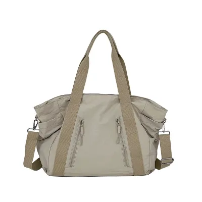 Casual Simple Solid Color Nylon Travel Large Capacity Shoulder Handbag