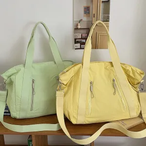 Casual Simple Solid Color Nylon Travel Large Capacity Shoulder Handbag