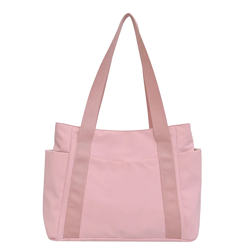 Simple Solid Color Large Capacity Shoulder Tote Bag