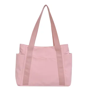 Simple Solid Color Large Capacity Shoulder Tote Bag