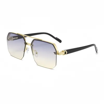 Men Fashion Casual Large Frame Uv-Resistant Half-Frame Sunglasses