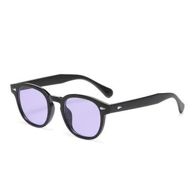 Men Fashion Retro Round Frame Rice Nail Sunglasses