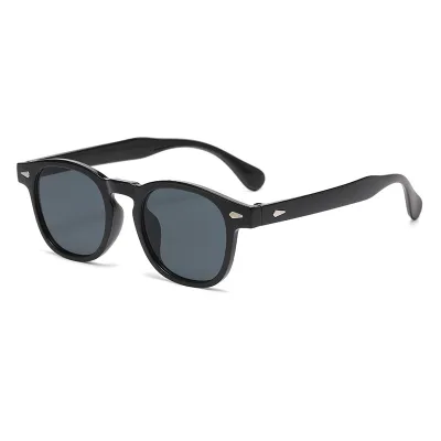 Men Fashion Retro Round Frame Rice Nail Sunglasses