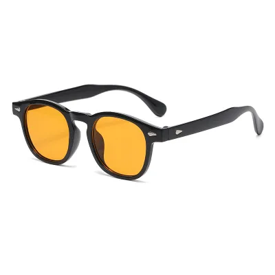 Men Fashion Retro Round Frame Rice Nail Sunglasses