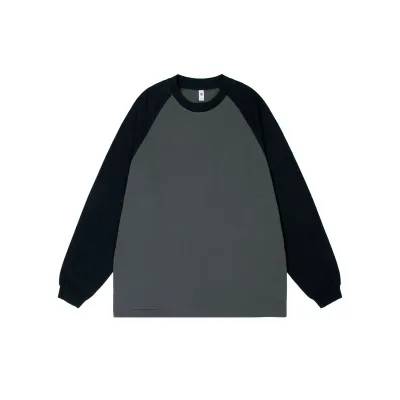Men Fashion Casual Autumn Contrast Color Cotton Round Neck Long Sleeve Loose Sweatshirt