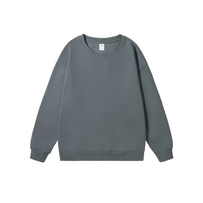 Men Fashion Casual Autumn Simple Solid Color Round Neck Long-Sleeve Sweatshirt