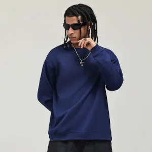 Men Fashion Casual Autumn Simple Solid Color Long-Sleeve Loose Sweatshirt