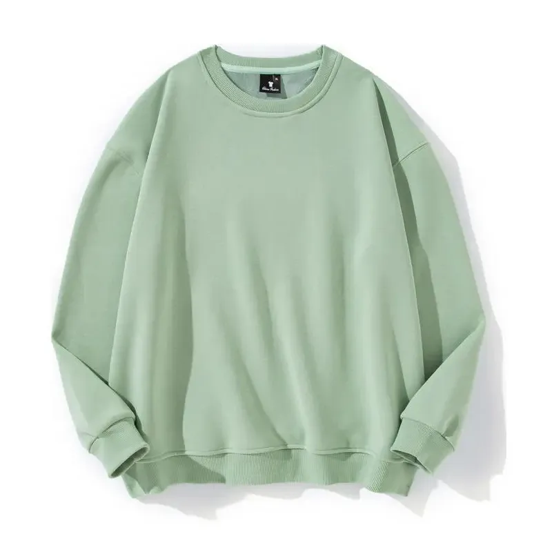Men Fashion Casual Autumn And Winter Velvet Solid Color Round Neck Long Sleeve Loose Sweatshirt