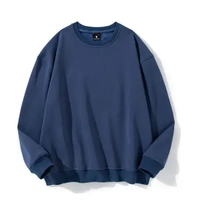 Men Fashion Casual Autumn And Winter Velvet Solid Color Round Neck Long Sleeve Loose Sweatshirt