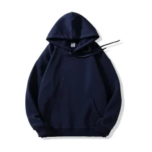 Men Fashion Casual Autumn And Winter Solid Color Velvet Long Sleeve Loose Hoodies