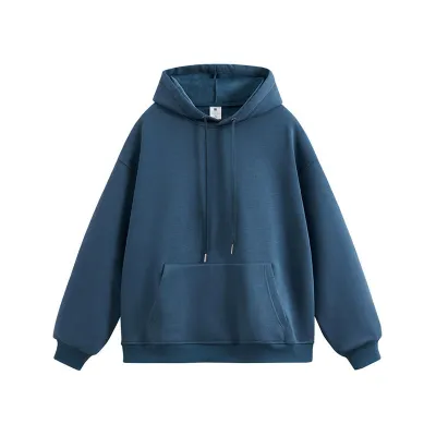 Men Fashion Casual Simple Autumn Winter Velvet Long Sleeve Loose Hoodies