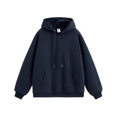 Men Fashion Casual Simple Autumn Winter Velvet Long Sleeve Loose Hoodies