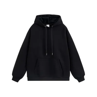 Men Fashion Casual Simple Autumn Winter Velvet Long Sleeve Loose Hoodies