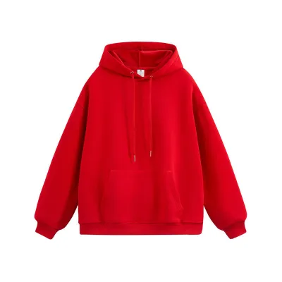 Men Fashion Casual Simple Autumn Winter Velvet Long Sleeve Loose Hoodies