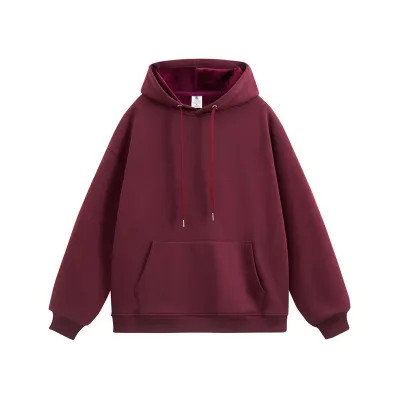 Men Fashion Casual Simple Autumn Winter Velvet Long Sleeve Loose Hoodies