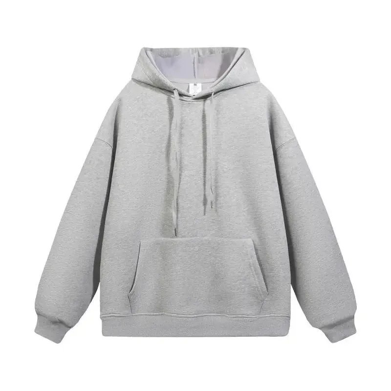 Men Fashion Casual Simple Autumn Winter Velvet Long Sleeve Loose Hoodies