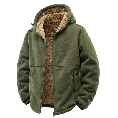 Men'S Fashion Autumn And Winter Solidcolor Fleece Thickened Loose Coat