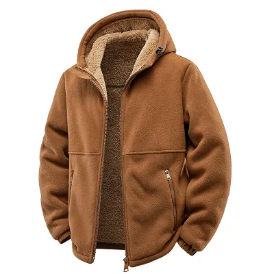 Men'S Fashion Autumn And Winter Solidcolor Fleece Thickened Loose Coat