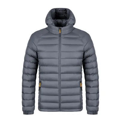 Men'S Fashion Autumn And Winter Solid Color Stripe Warm Cotton-Padded Foldable Coat