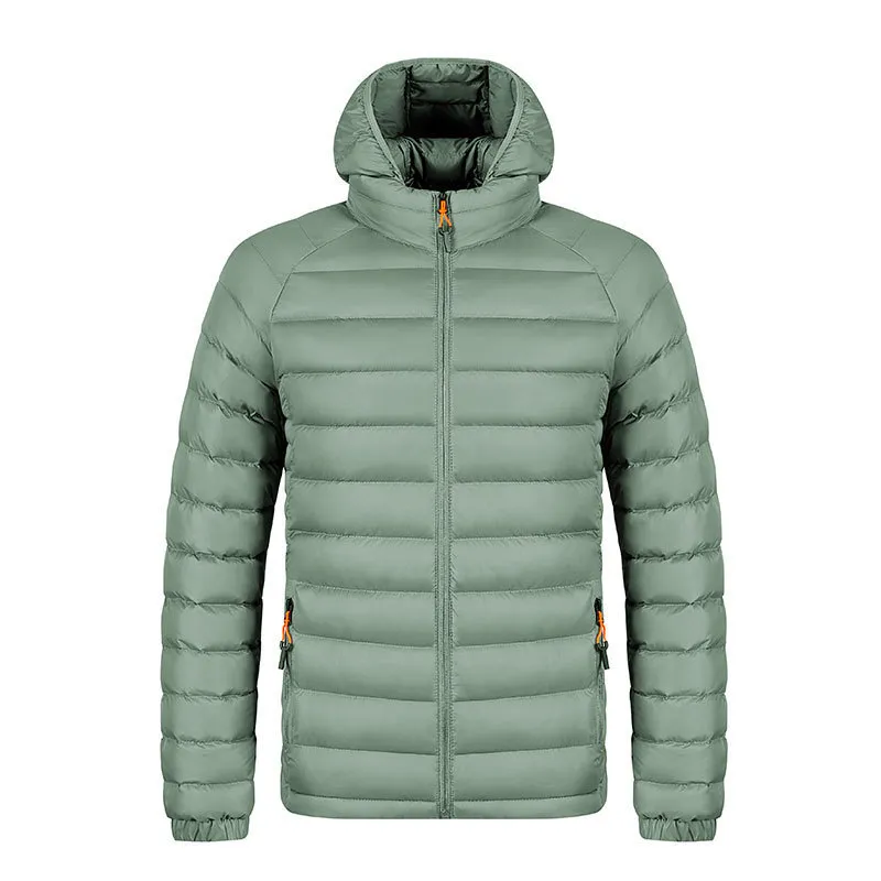 Men'S Fashion Autumn And Winter Solid Color Stripe Warm Cotton-Padded Foldable Coat