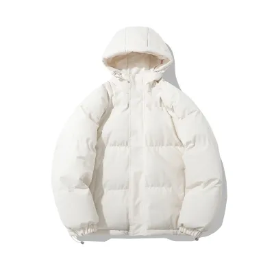 Men Fashion Autumn And Winter Solid Color Cotton Thickened With Hat Coat