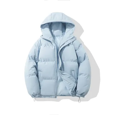 Men Fashion Autumn And Winter Solid Color Cotton Thickened With Hat Coat